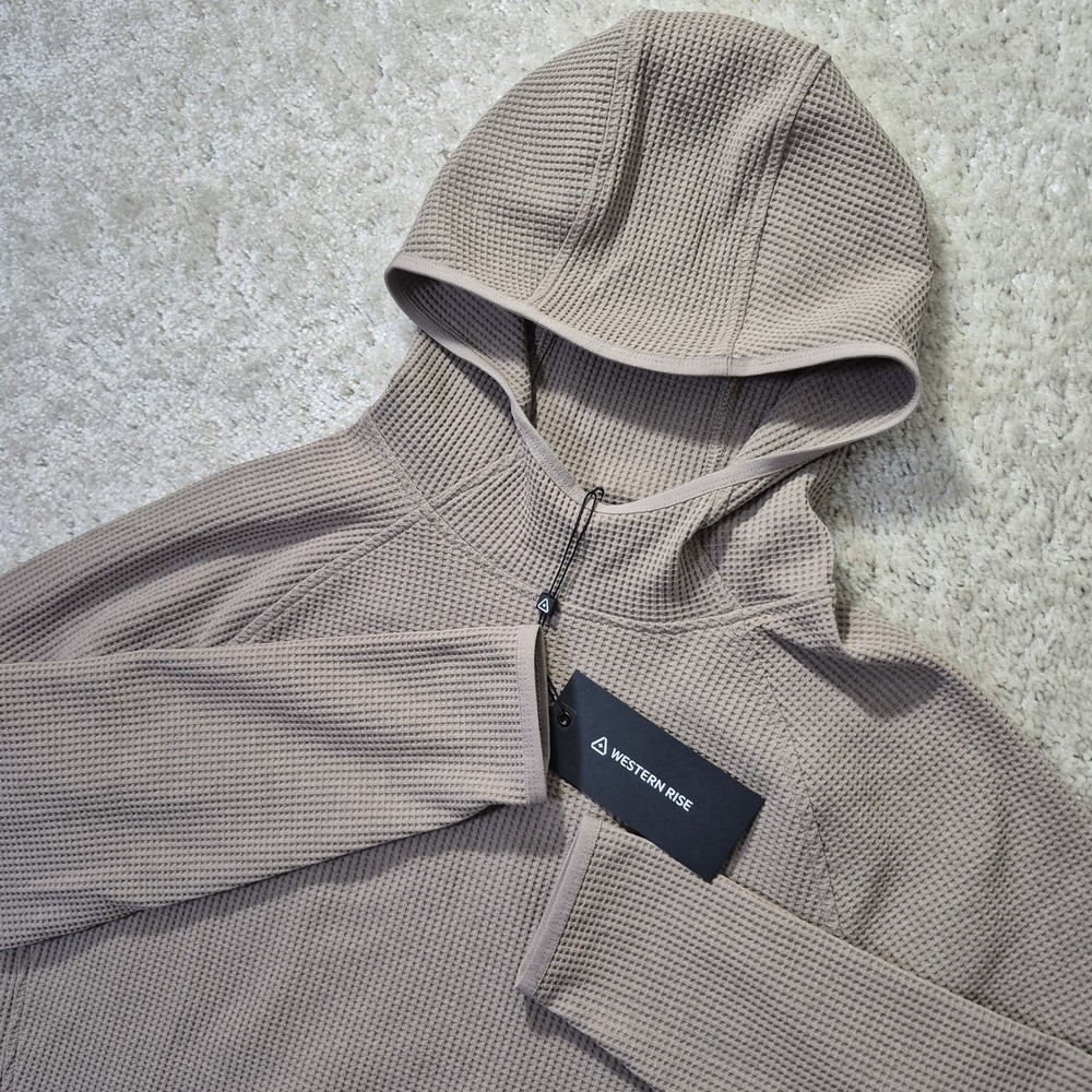 Western Rise Venture Hoodie Mens Small Brown Waffle Knit Performance Outdoor New